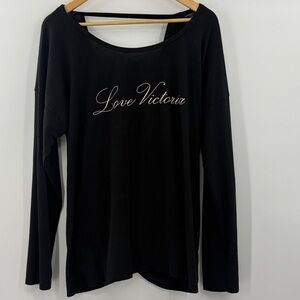 Victoria's Secret black long sleeve lounge sleep shirt exercise top relaxed fit
